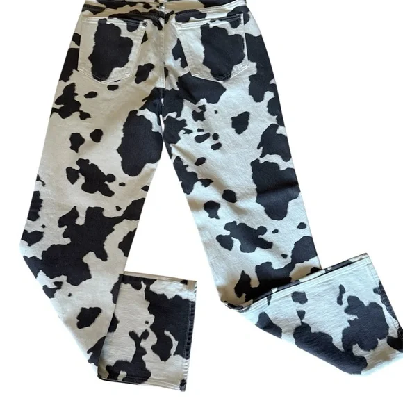 NWT- Abercrombie Black and White Cow Print Jeans - Picture 2 of 5